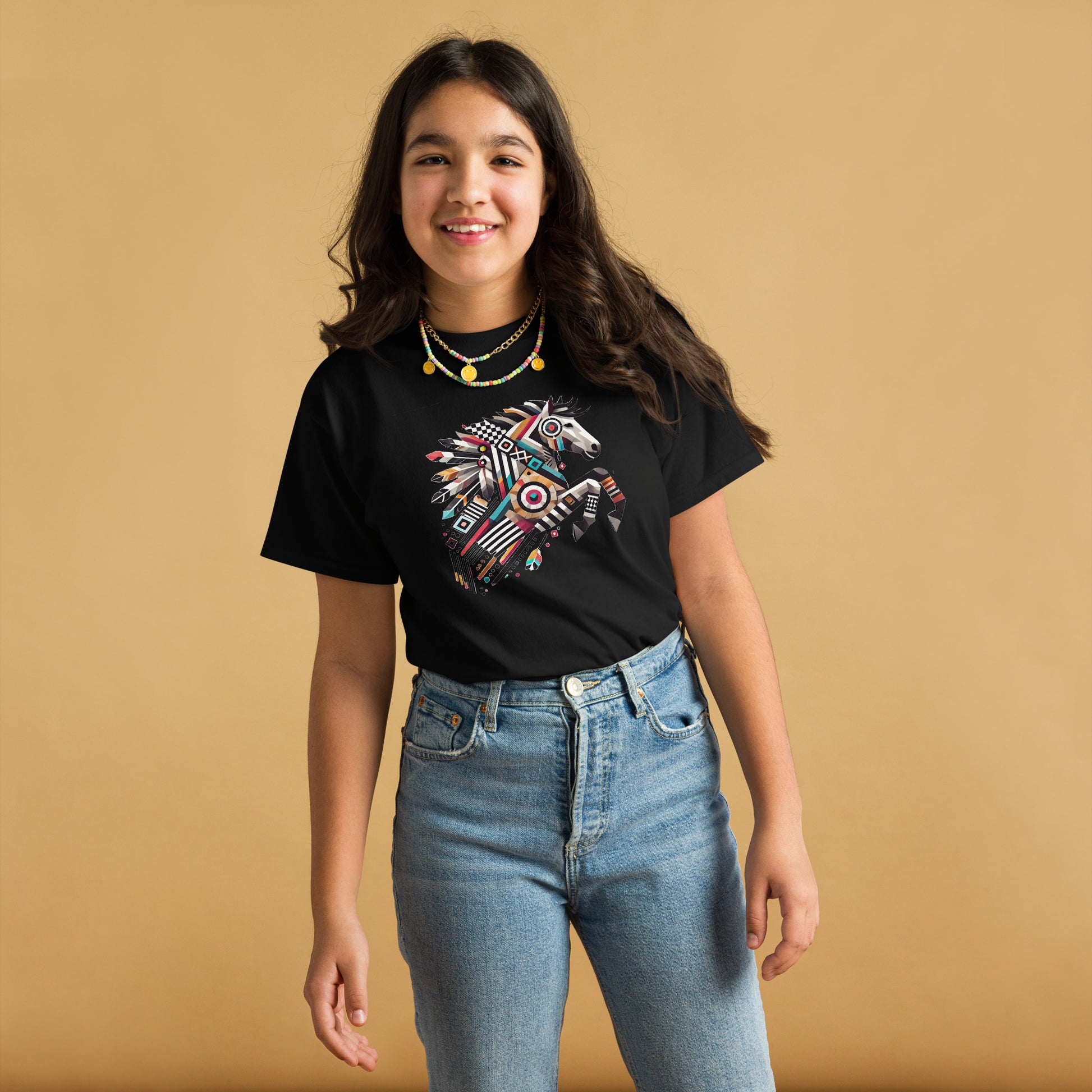 Buntes Indianerpferd – Abstrakt - Kids T-Shirt