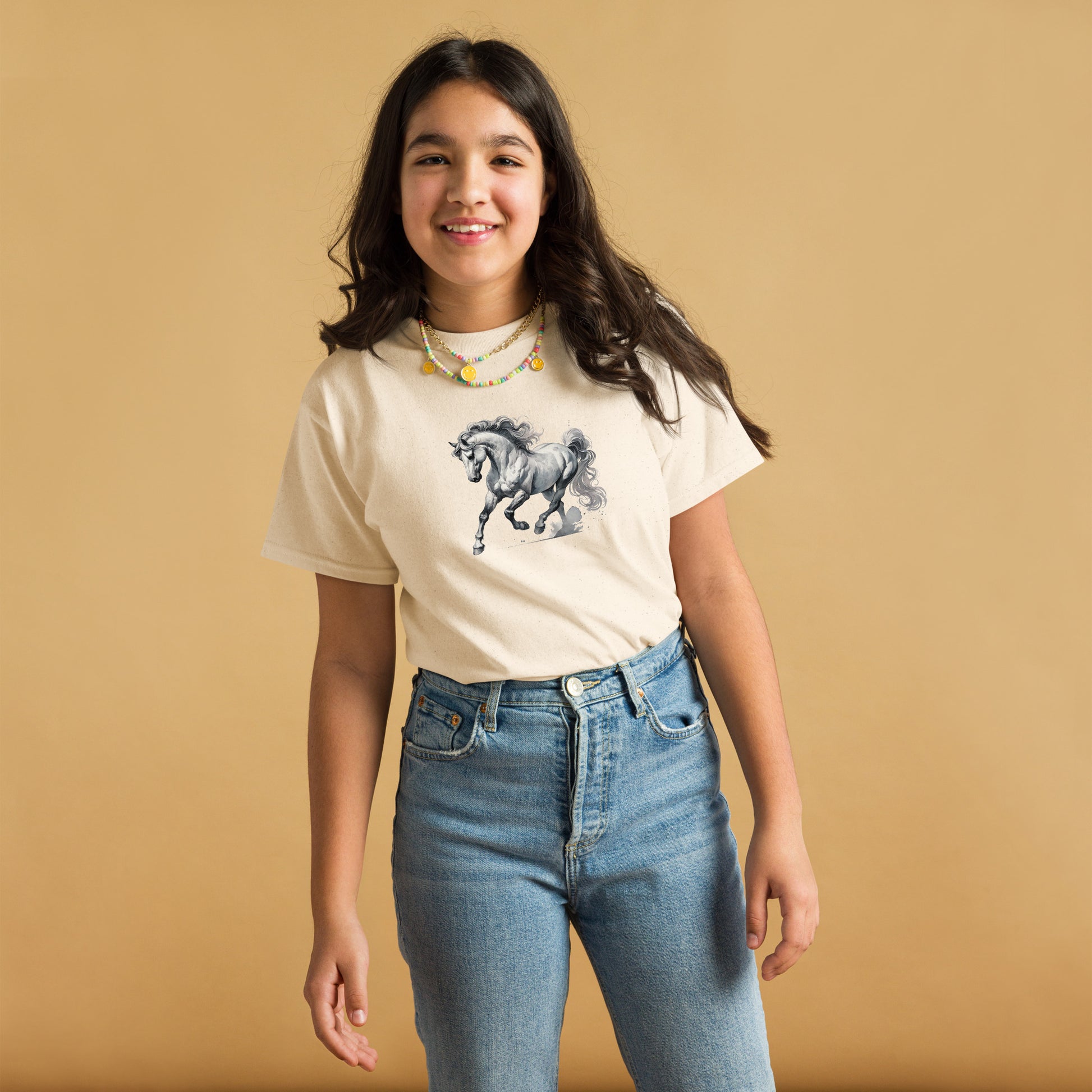 Dynamischer Lipizzaner - Mädchen T-Shirt - 100% Baumwolle