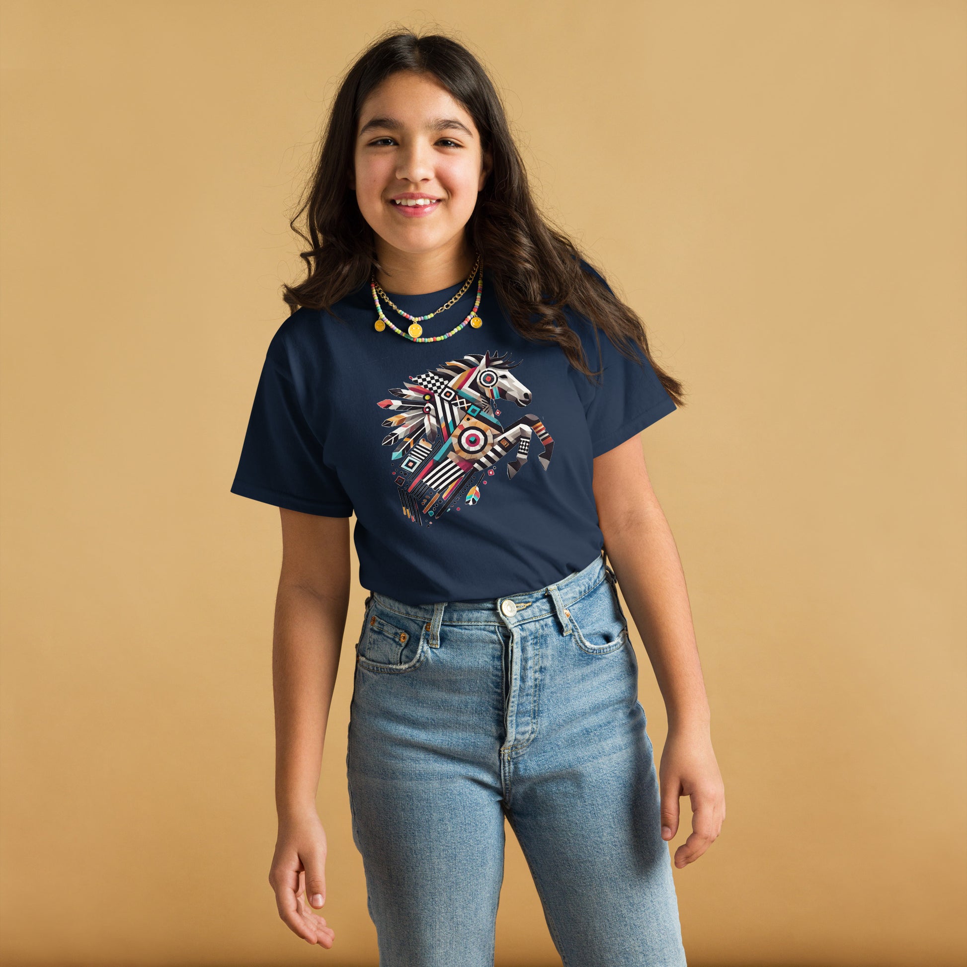 Buntes Indianerpferd – Abstrakt - Kids T-Shirt
